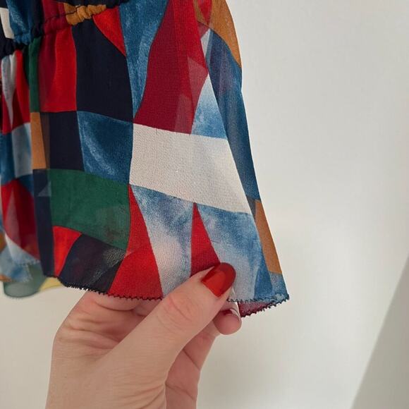 Joie Navy Geometric Silk Sleeveless Top - Picture 4 of 7